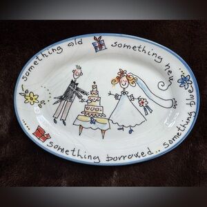 ITALY Spose Oval Wedding Cake Cutting Plate Serving Dish Something old, Couple